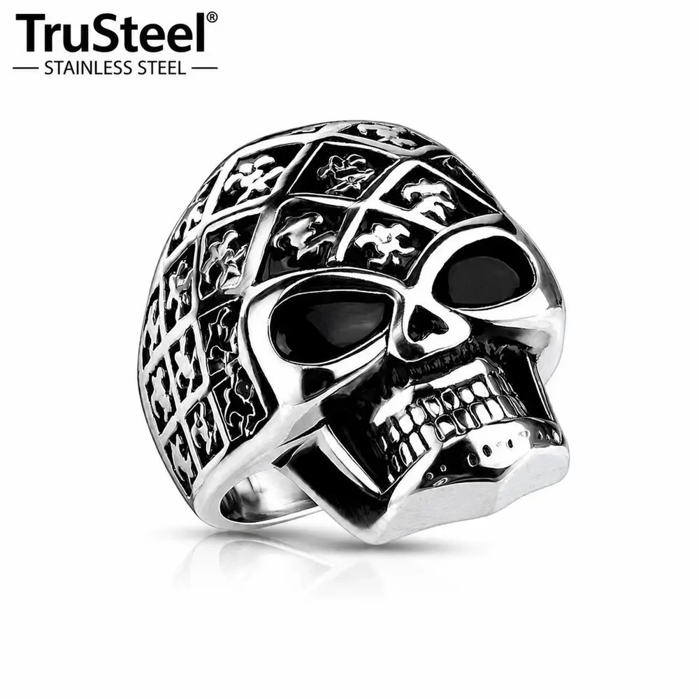 Men’s 316L Stainless Steel hypoallergenic gothic biker skull Ring Size 11